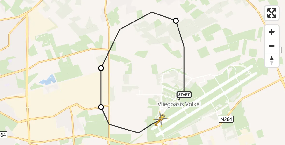 Vluchtroute Traumahelikopter Vliegbasis Volkel - Vliegbasis Volkel, 06 augustus 2022, 21:12