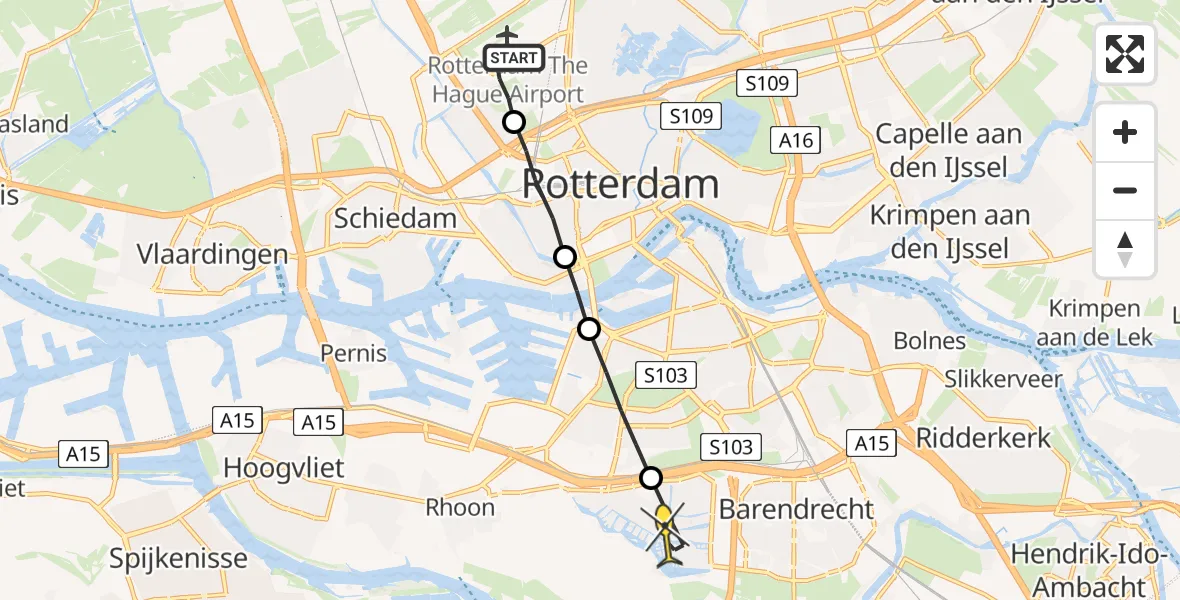 Routekaart van de vlucht: Lifeliner 2 naar Barendrecht