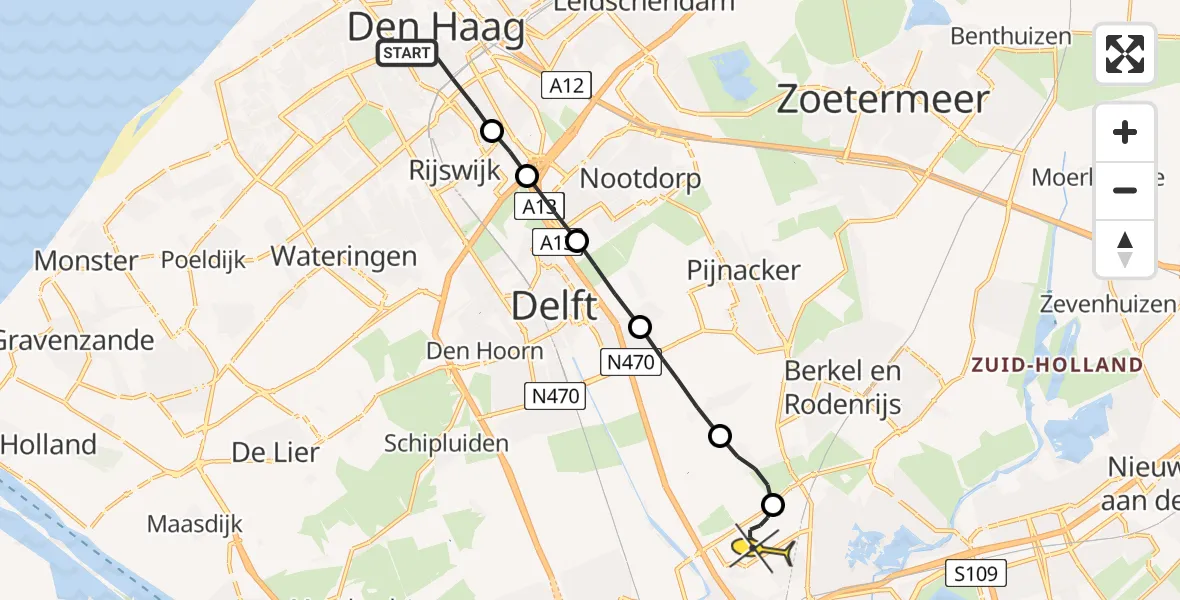 Routekaart van de vlucht: Lifeliner 2 naar Rotterdam The Hague Airport