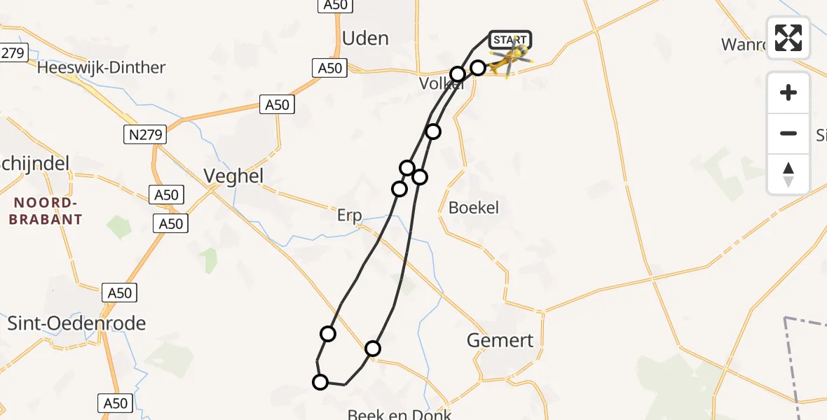 Vluchtroute Traumahelikopter Vliegbasis Volkel - Vliegbasis Volkel, 07 augustus 2022, 13:06