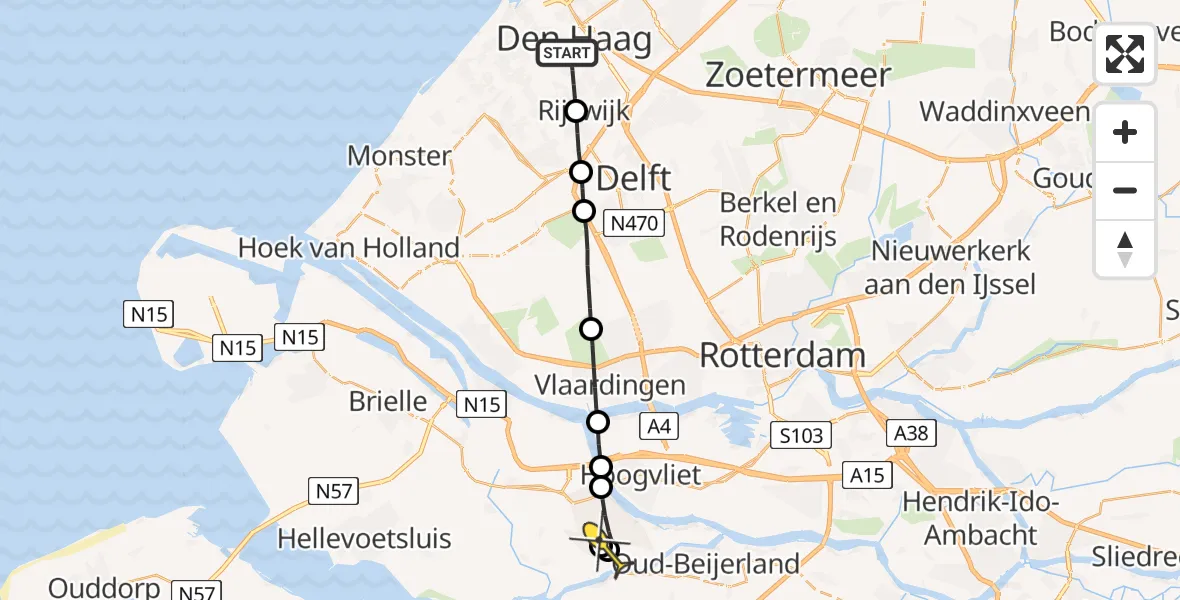 Routekaart van de vlucht: Lifeliner 2 naar Spijkenisse