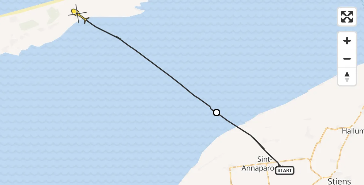 Routekaart van de vlucht: Ambulancehelikopter naar Oosterend