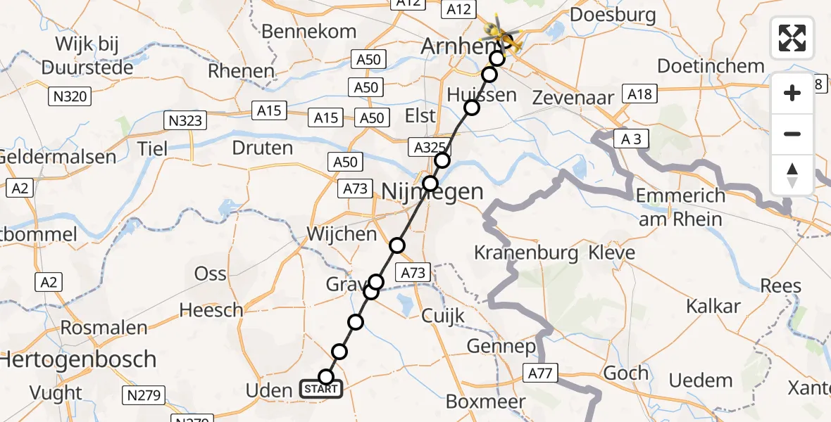 Vluchtroute Traumahelikopter Vliegbasis Volkel - Velp, 08 augustus 2022, 04:06