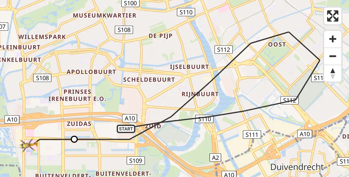 Vluchtroute Traumahelikopter Amsterdam - VU Medisch Centrum Amsterdam, 08 augustus 2022, 05:12