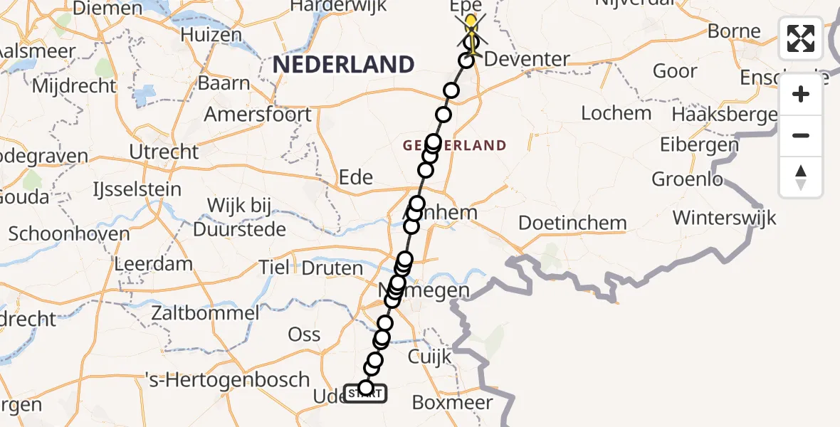 Routekaart van de vlucht: Lifeliner 3 naar Vaassen