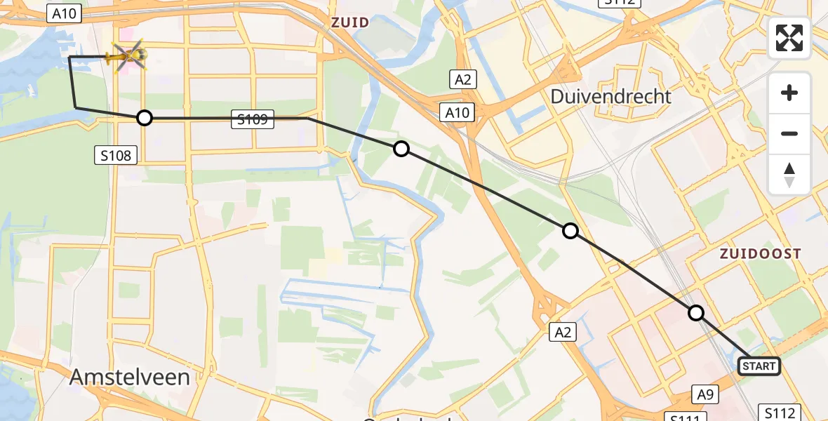 Vluchtroute Traumahelikopter Academisch Medisch Centrum (AMC) - VU Medisch Centrum Amsterdam, 08 augustus 2022, 14:18