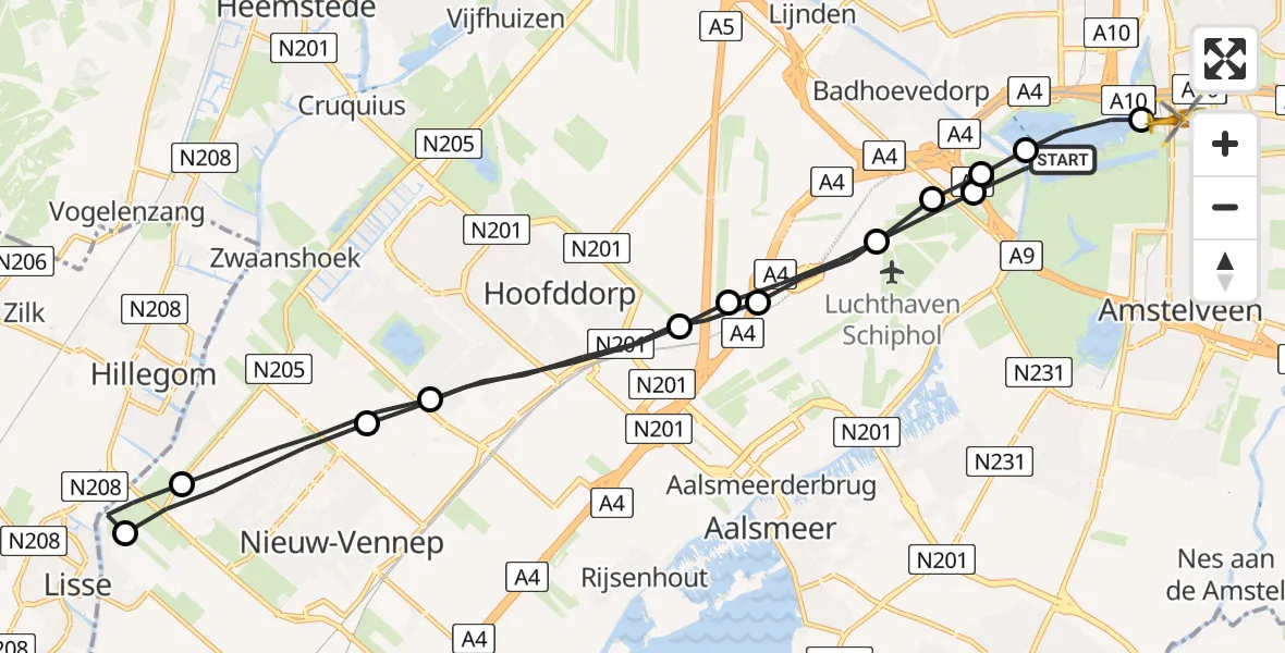 Vluchtroute Traumahelikopter Amsterdam - VU Medisch Centrum Amsterdam, 08 augustus 2022, 15:03