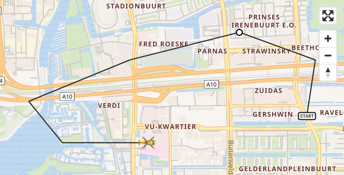 Vluchtroute Traumahelikopter Amsterdam - VU Medisch Centrum Amsterdam, 08 augustus 2022, 15:39