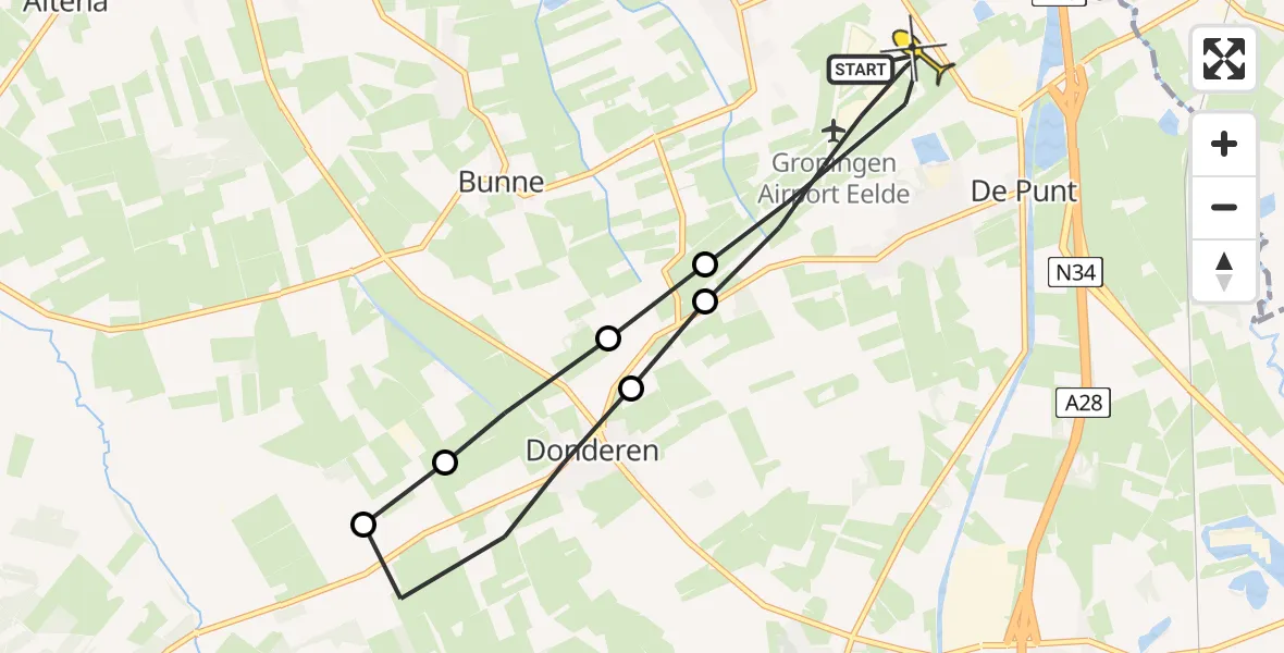 Routekaart van de vlucht: Lifeliner 4 naar Groningen Airport Eelde