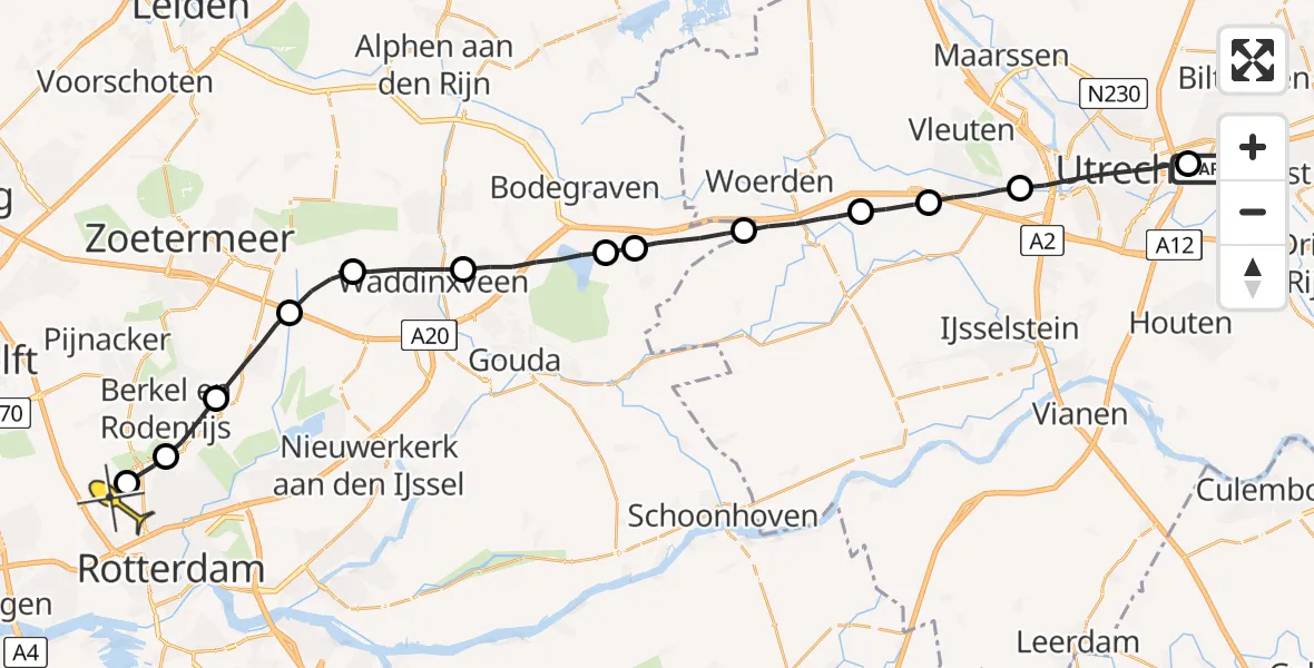 Routekaart van de vlucht: Lifeliner 2 naar Rotterdam The Hague Airport