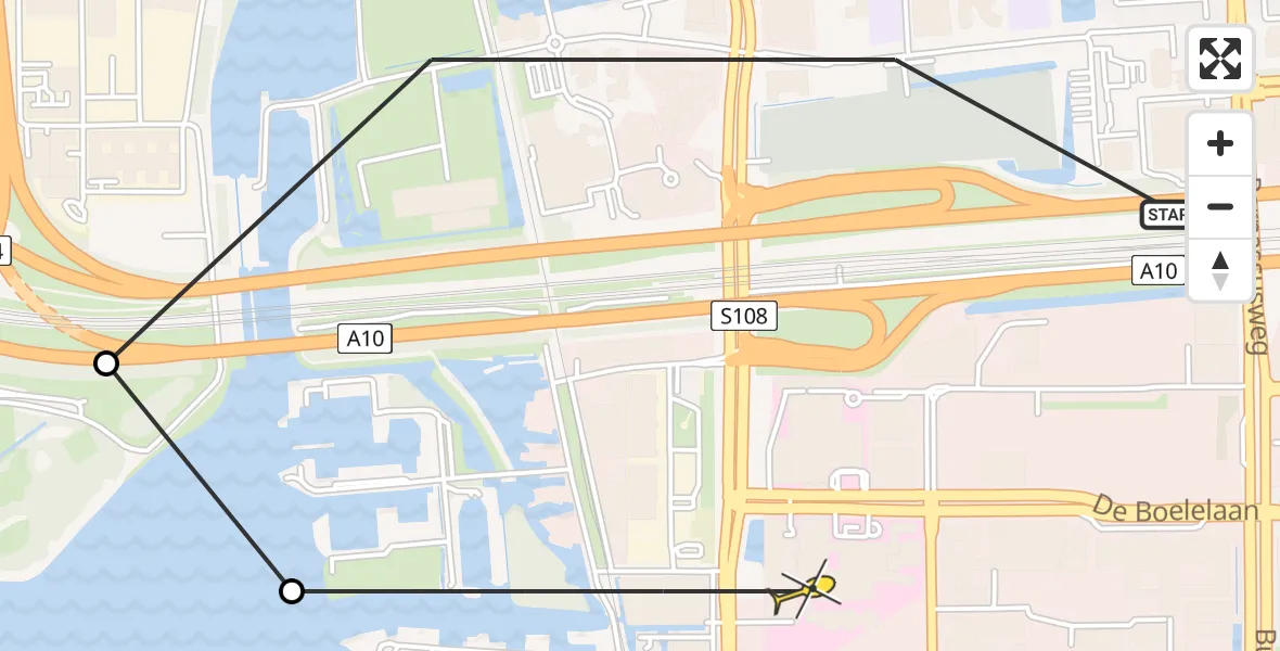 Routekaart van de vlucht: Lifeliner 1 naar VU Medisch Centrum Amsterdam