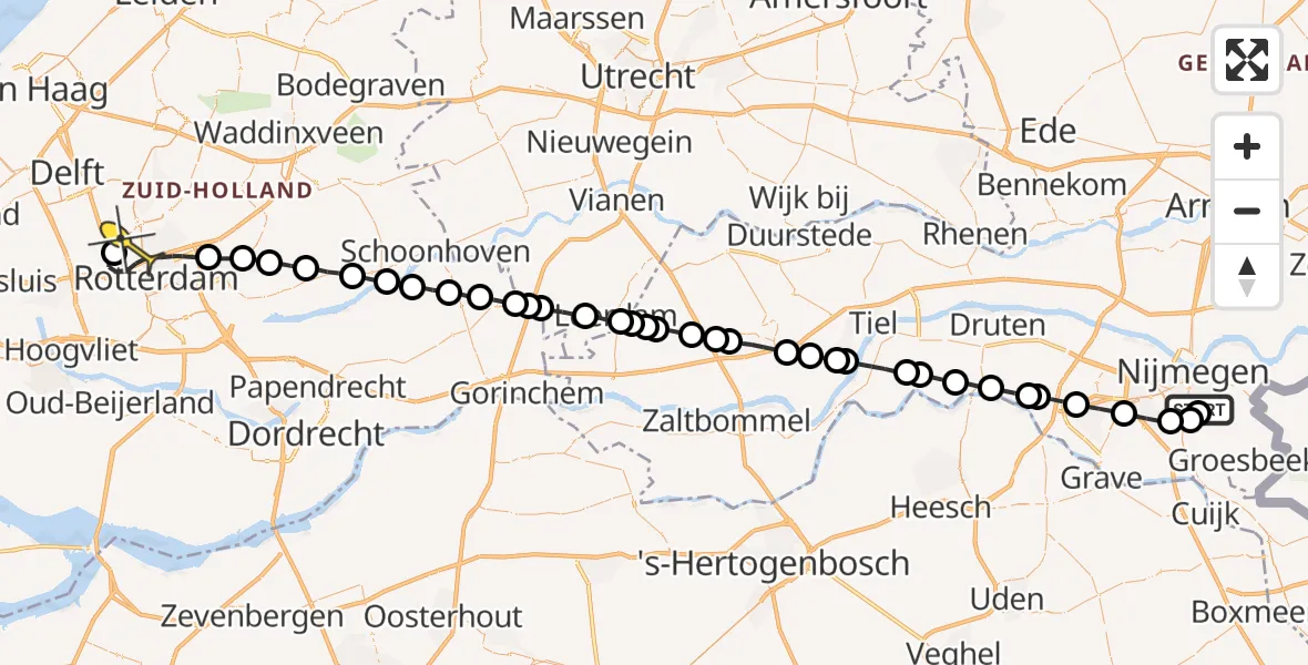 Routekaart van de vlucht: Lifeliner 2 naar Rotterdam The Hague Airport