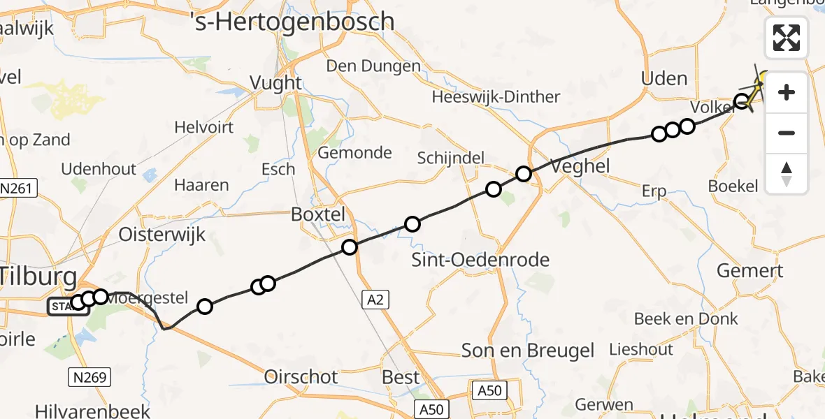 Routekaart van de vlucht: Lifeliner 3 naar Vliegbasis Volkel