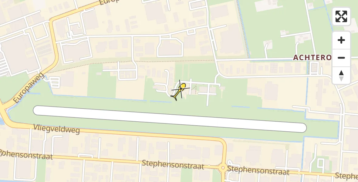 Routekaart van de vlucht: Politiehelikopter naar Vliegveld Hoogeveen