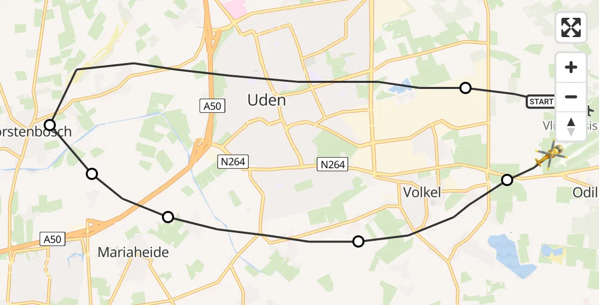 Vluchtroute Traumahelikopter Vliegbasis Volkel - Vliegbasis Volkel, 09 augustus 2022, 10:10