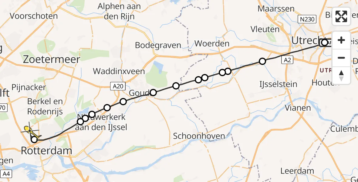 Routekaart van de vlucht: Lifeliner 2 naar Rotterdam The Hague Airport