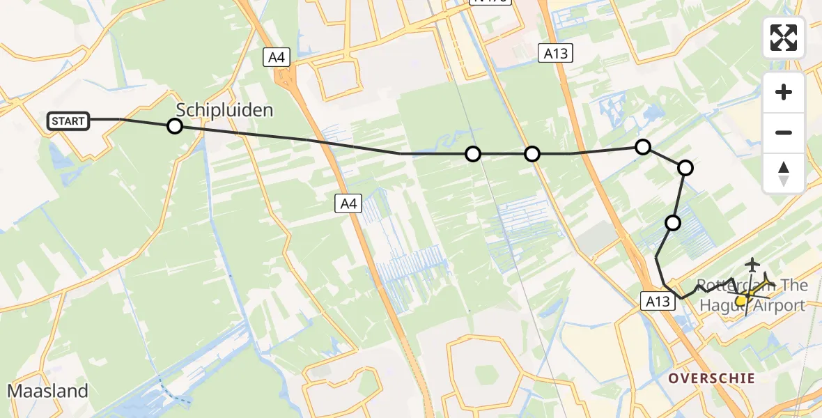 Routekaart van de vlucht: Lifeliner 1 naar Rotterdam The Hague Airport