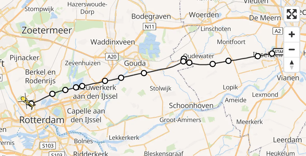 Routekaart van de vlucht: Lifeliner 2 naar Rotterdam The Hague Airport