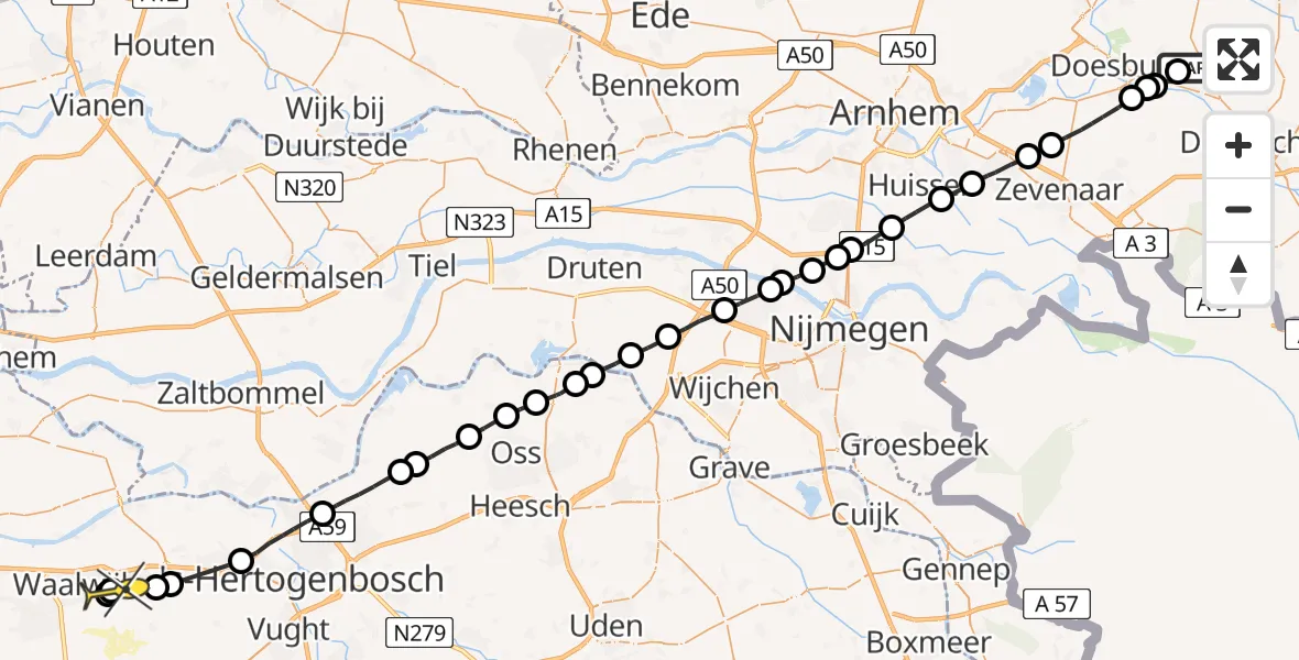 Routekaart van de vlucht: Lifeliner 3 naar Drunen