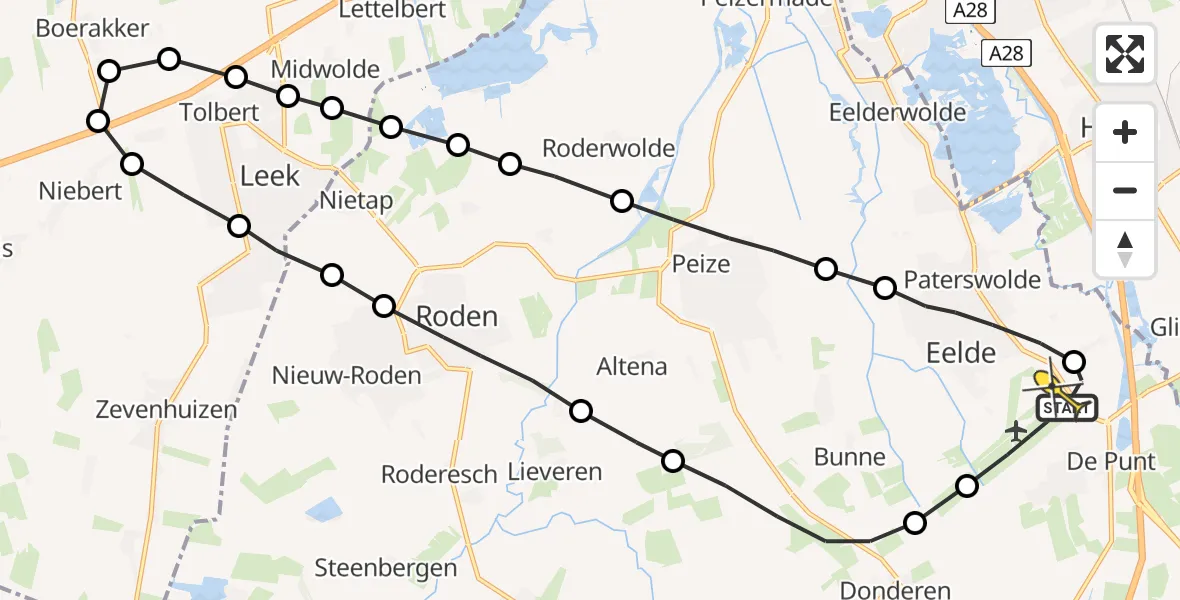 Routekaart van de vlucht: Lifeliner 4 naar Groningen Airport Eelde