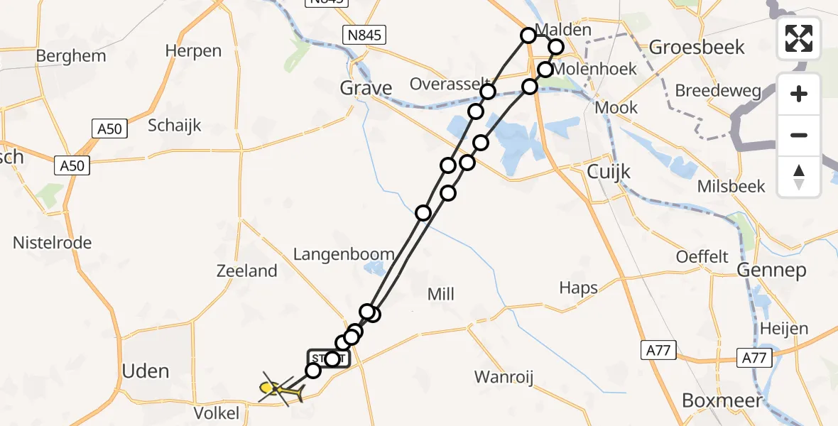 Routekaart van de vlucht: Lifeliner 3 naar Vliegbasis Volkel