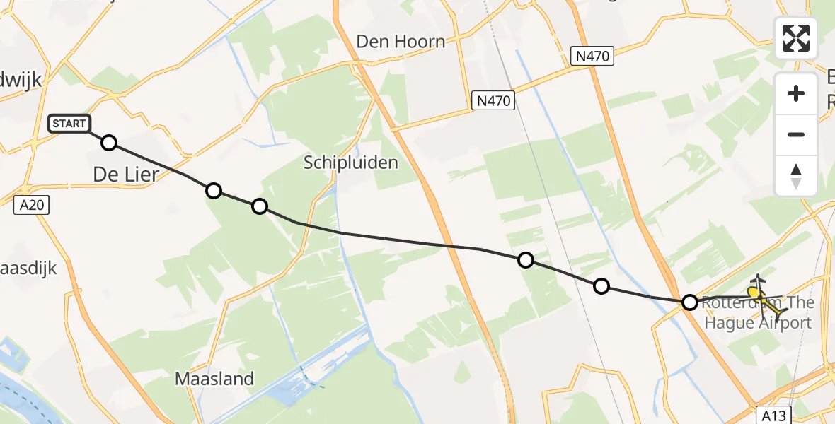 Routekaart van de vlucht: Lifeliner 2 naar Rotterdam The Hague Airport