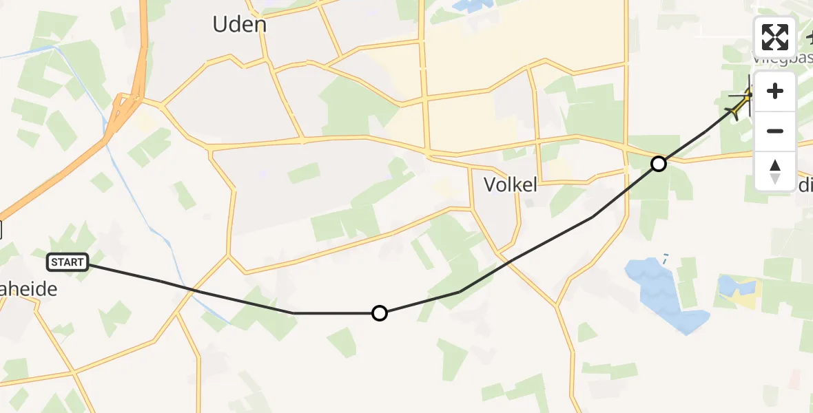 Routekaart van de vlucht: Lifeliner 3 naar Vliegbasis Volkel