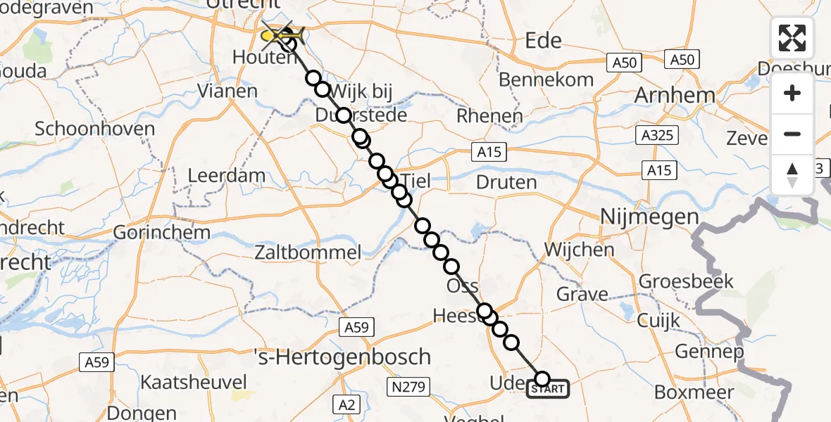 Routekaart van de vlucht: Lifeliner 3 naar Odijk