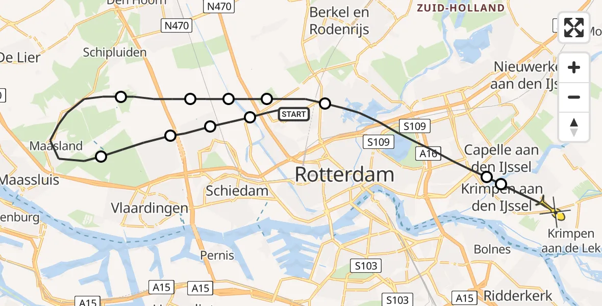 Routekaart van de vlucht: Lifeliner 2 naar Krimpen aan den IJssel