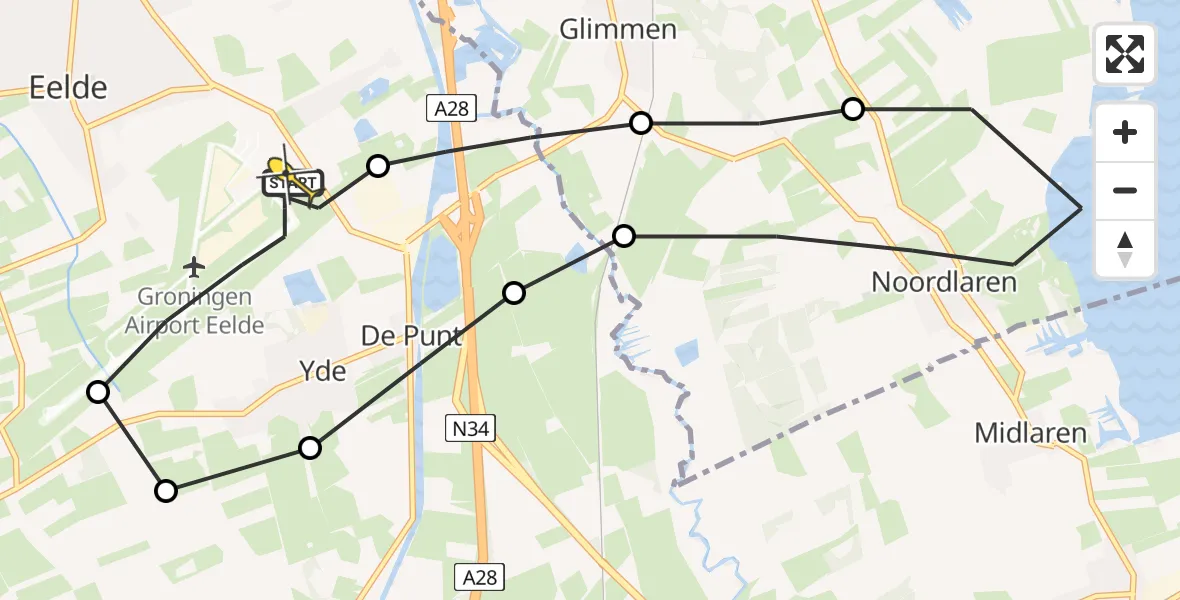 Routekaart van de vlucht: Lifeliner 4 naar Groningen Airport Eelde