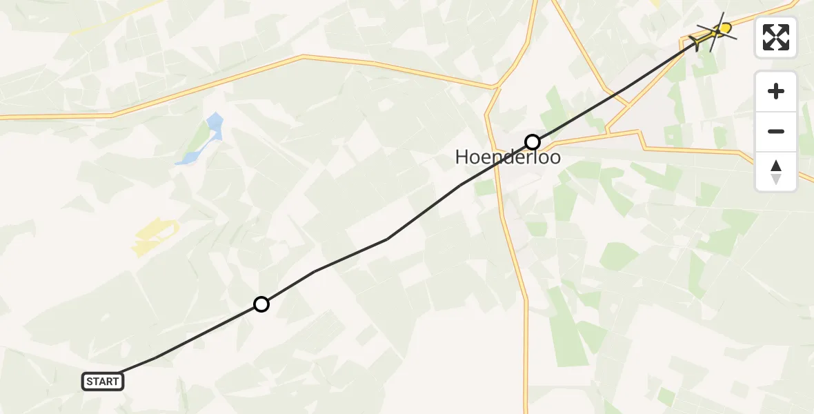 Routekaart van de vlucht: Lifeliner 3 naar Hoenderloo