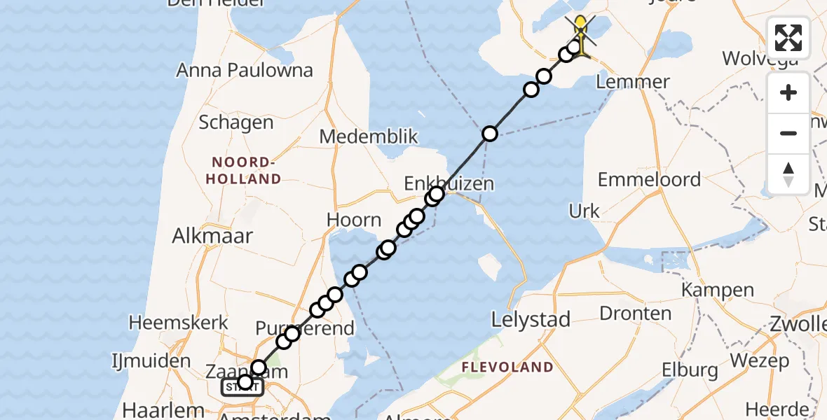 Routekaart van de vlucht: Lifeliner 1 naar Balk
