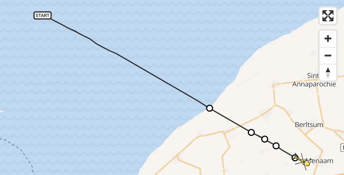 Routekaart van de vlucht: Ambulanceheli naar Menaam