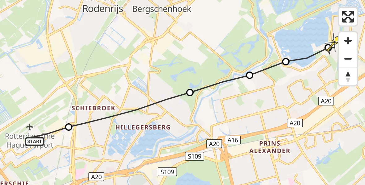 Routekaart van de vlucht: Lifeliner 2 naar Rotterdam