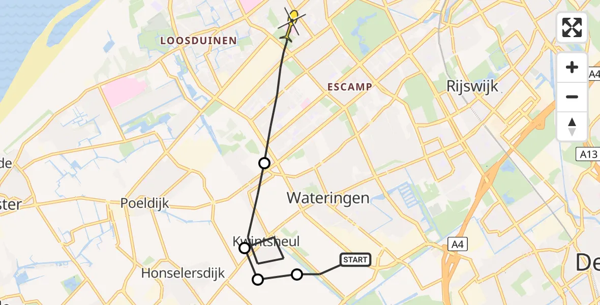 Routekaart van de vlucht: Lifeliner 2 naar Den Haag