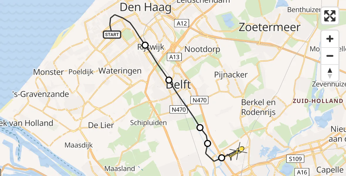 Routekaart van de vlucht: Lifeliner 2 naar Rotterdam The Hague Airport