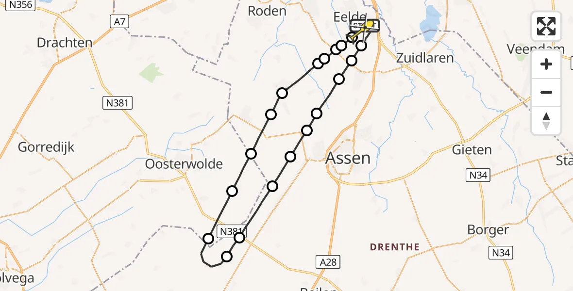 Routekaart van de vlucht: Lifeliner 4 naar Groningen Airport Eelde