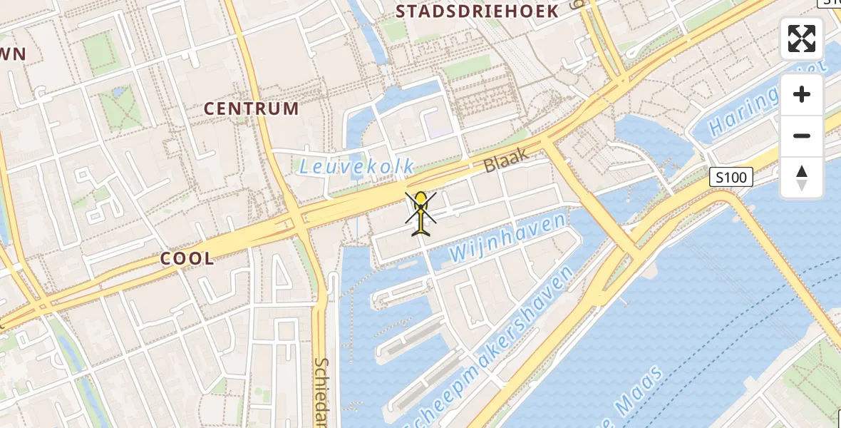 Vluchtroute Politiehelikopter van Rotterdam naar Rotterdam