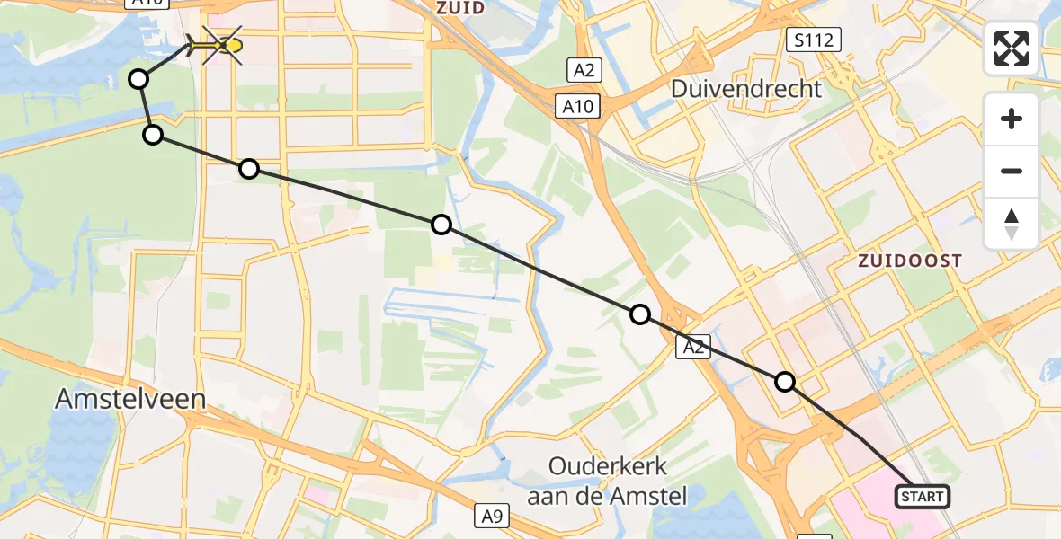 Routekaart van de vlucht: Lifeliner 1 naar VU Medisch Centrum Amsterdam