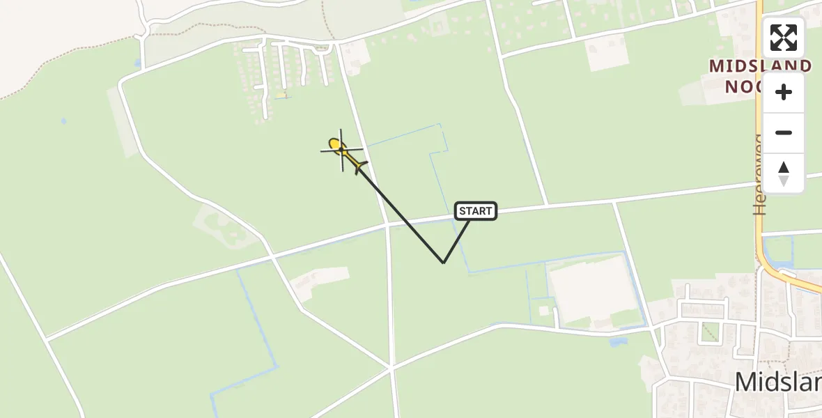 Routekaart van de vlucht: Ambulancehelikopter naar Midsland