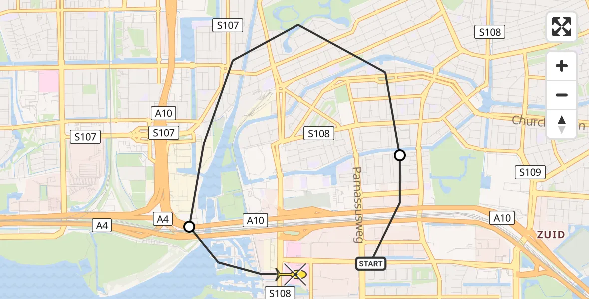 Routekaart van de vlucht: Lifeliner 1 naar VU Medisch Centrum Amsterdam