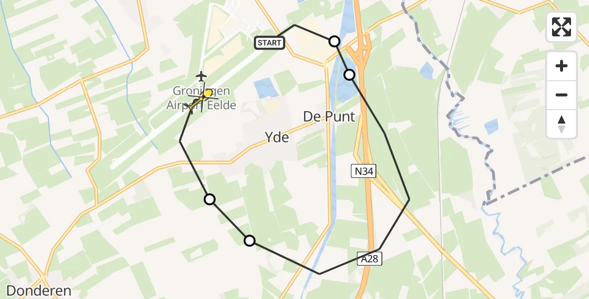 Routekaart van de vlucht: Lifeliner 4 naar Groningen Airport Eelde