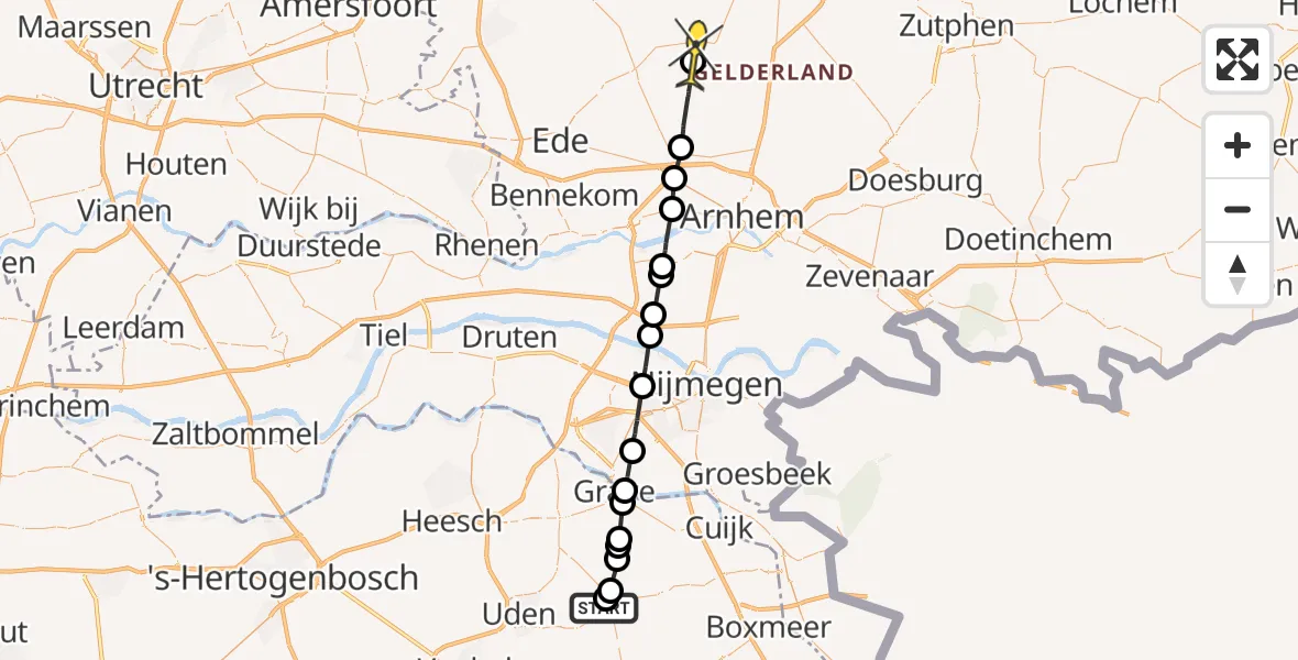 Routekaart van de vlucht: Politieheli naar Hoenderloo