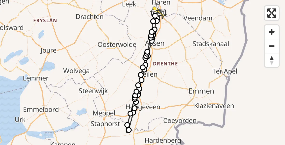 Routekaart van de vlucht: Lifeliner 4 naar Groningen Airport Eelde