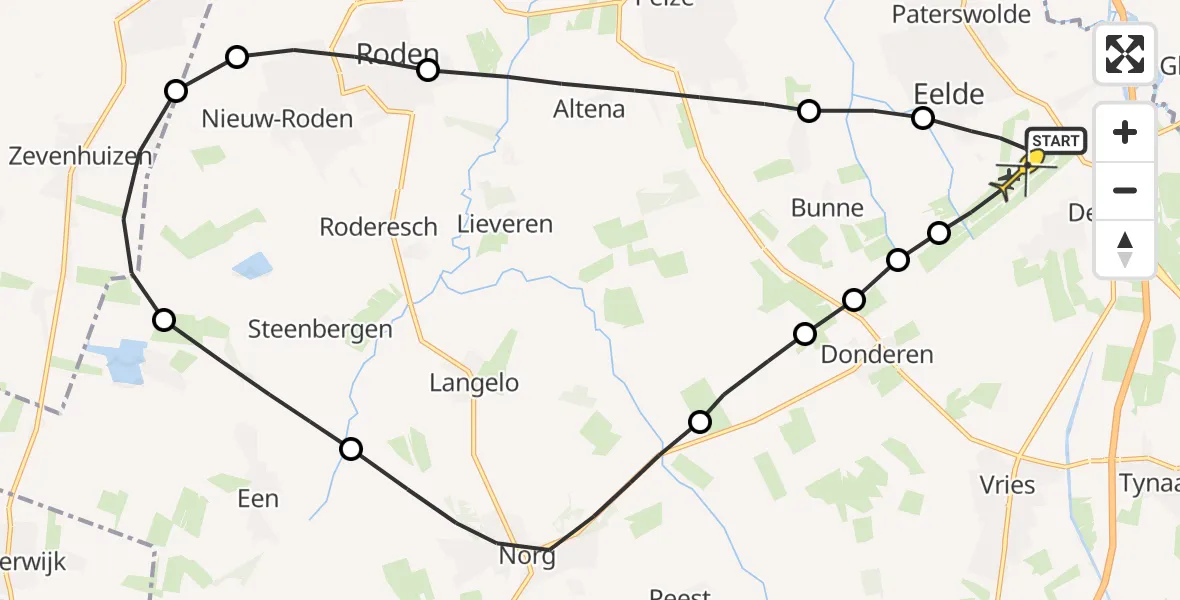 Routekaart van de vlucht: Lifeliner 4 naar Groningen Airport Eelde