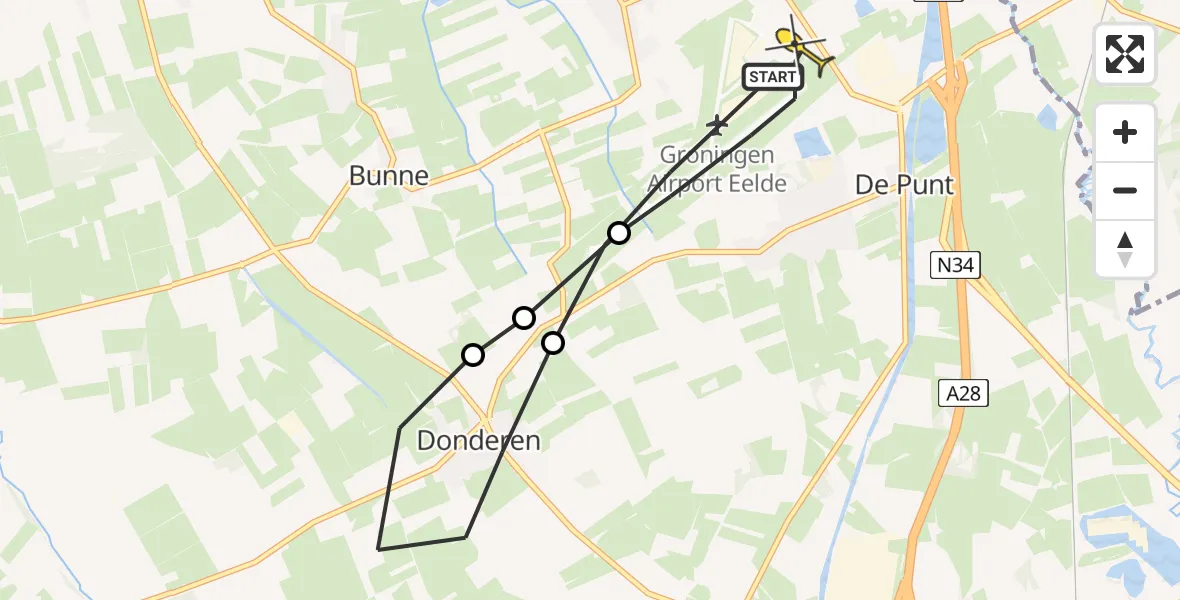 Routekaart van de vlucht: Lifeliner 4 naar Groningen Airport Eelde