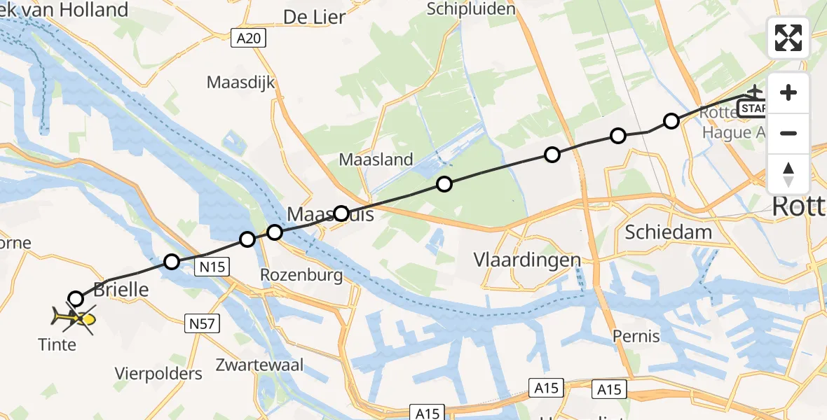 Routekaart van de vlucht: Lifeliner 2 naar Tinte