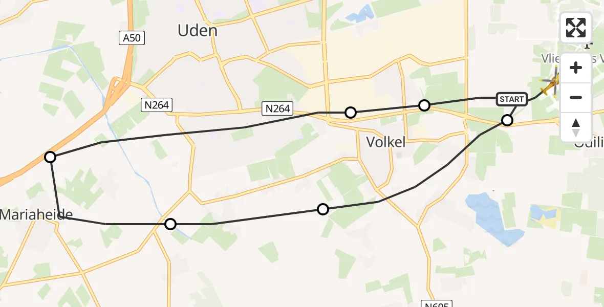 Vluchtroute Traumahelikopter Vliegbasis Volkel - Vliegbasis Volkel, 11 augustus 2022, 20:24