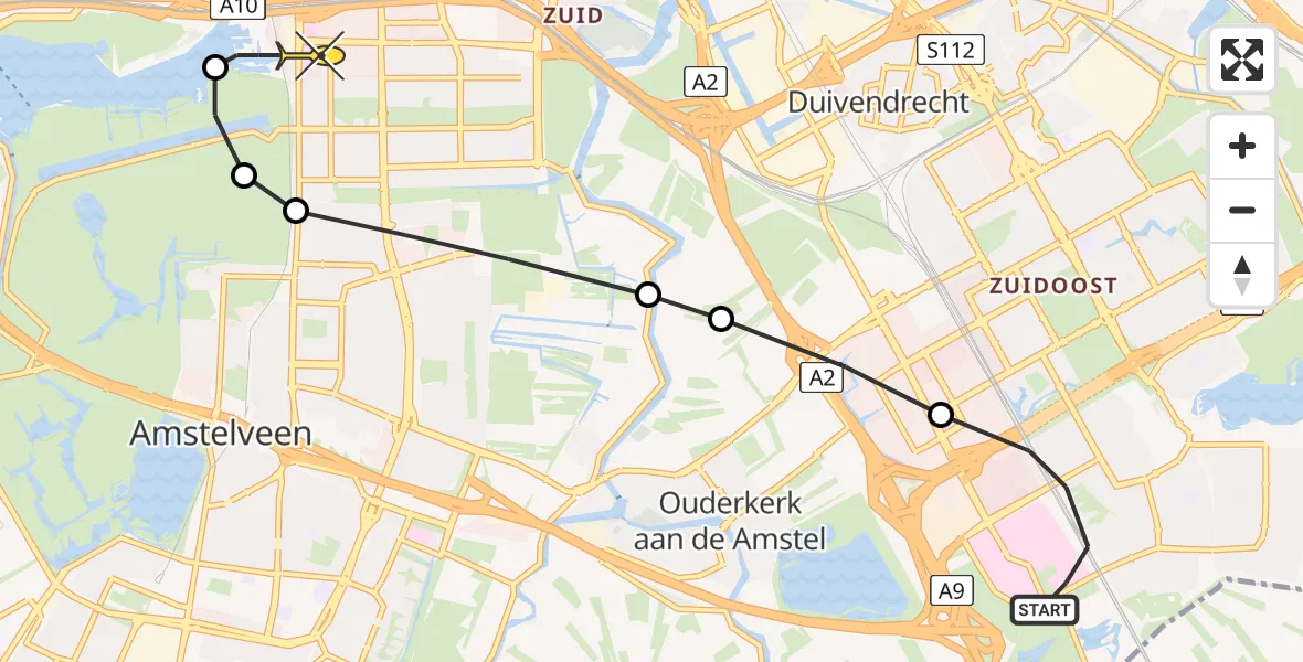 Routekaart van de vlucht: Lifeliner 1 naar VU Medisch Centrum Amsterdam