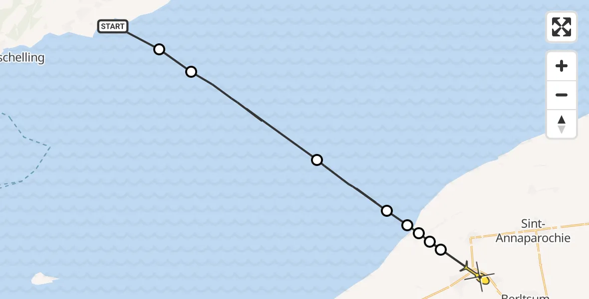 Routekaart van de vlucht: Ambulancehelikopter naar Minnertsga